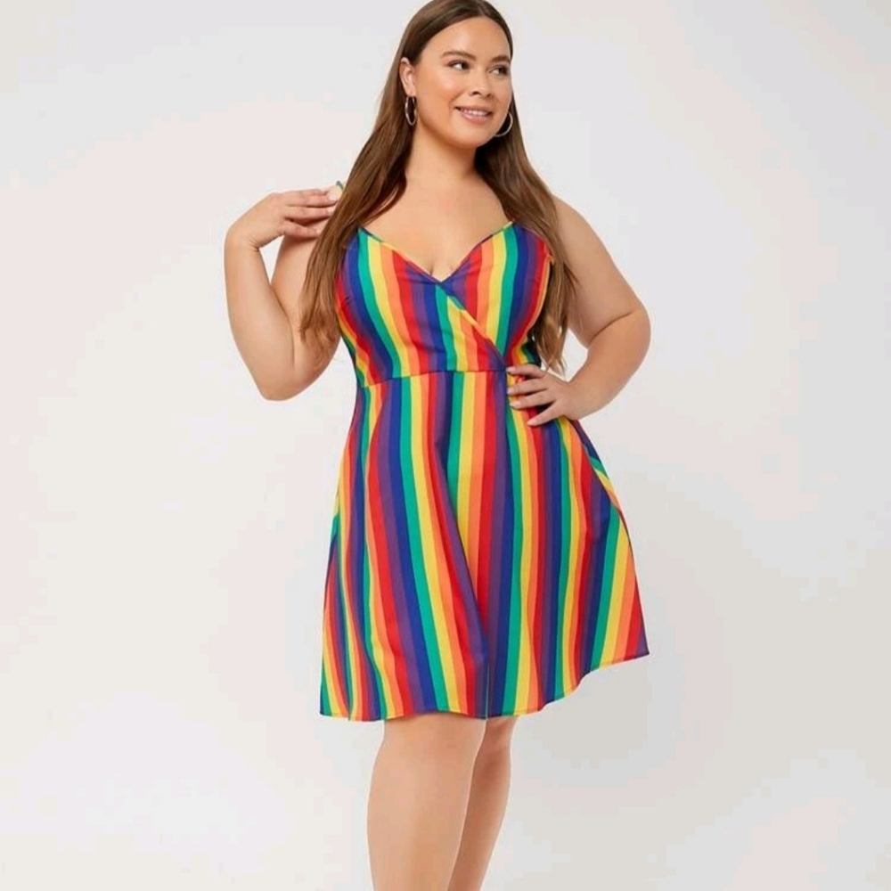 Rainbow spaghetti strap dress